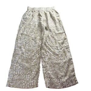Christian Siriano New York 100% Linen Wide Leg Pants Tropical Animal Print Small